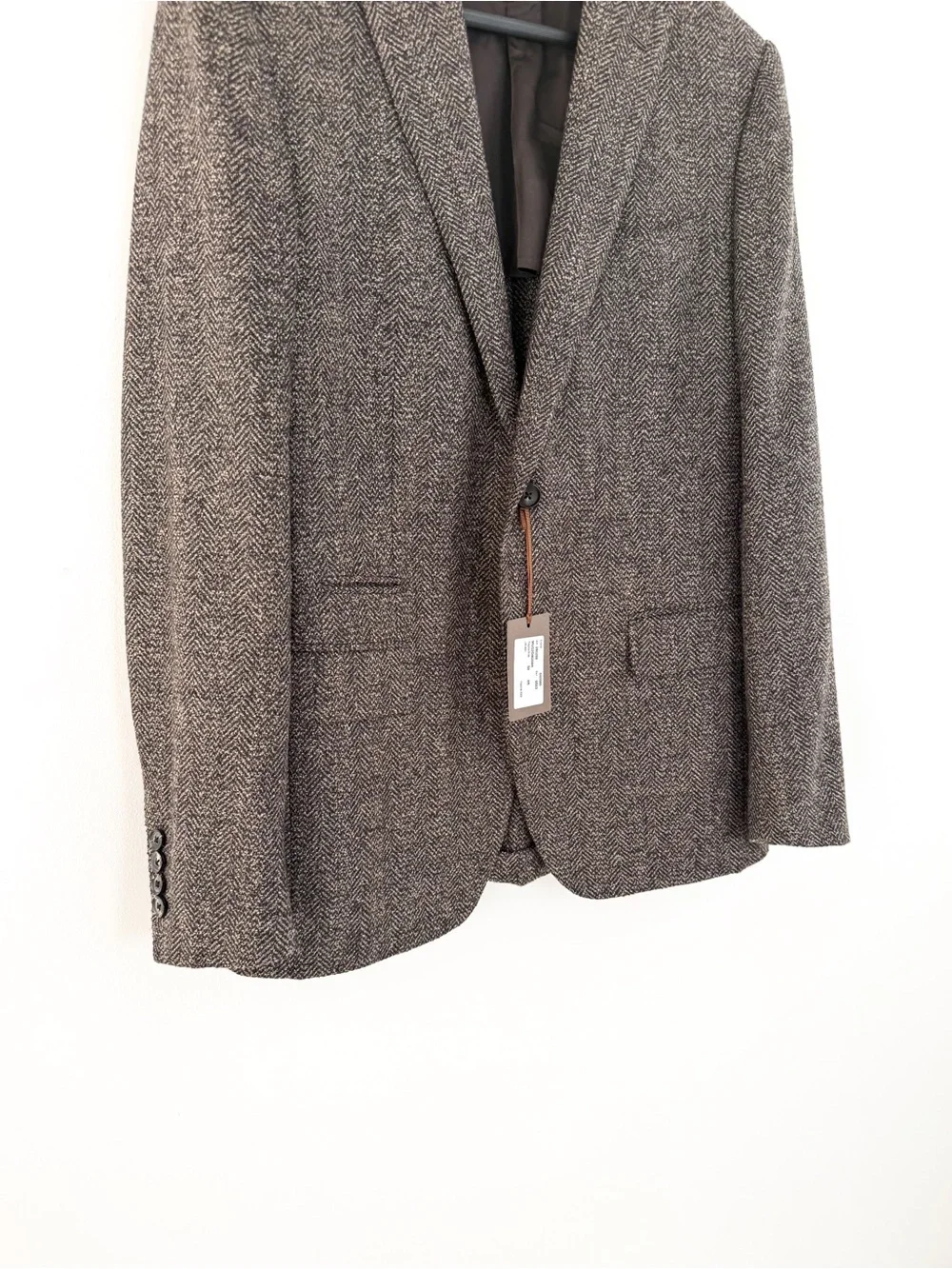 NWT NEW Caruso Tweed Brown Herringbone Wool Silk Blazer Classic Sport Coat 40R